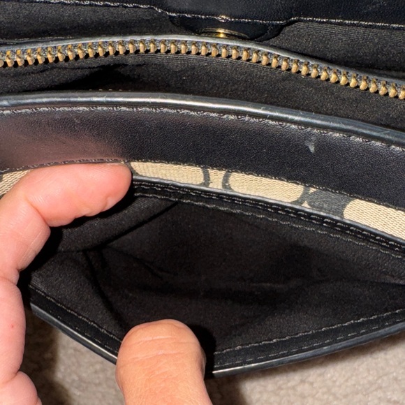 Coach Black and Tan Satchel with Signature Design - Picture 5 of 16